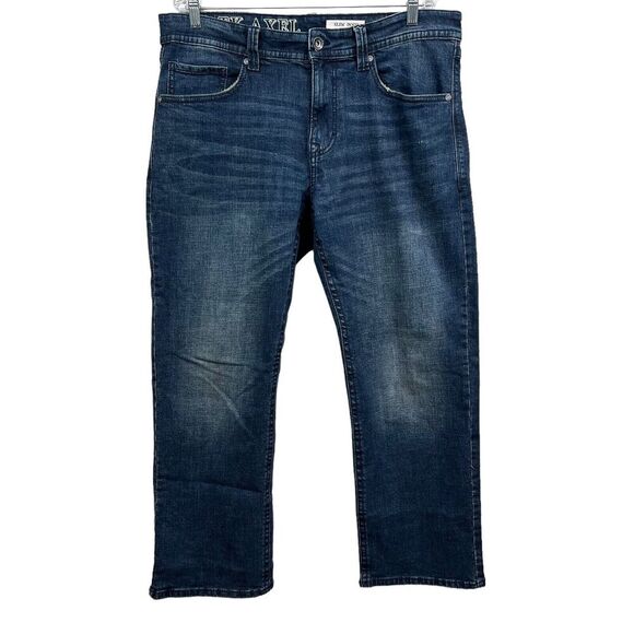 TK Axel Jeans Slim Boot Stretch Straight Leg Zip Fly Blue Men Size 36Wx30L - Picture 1 of 8